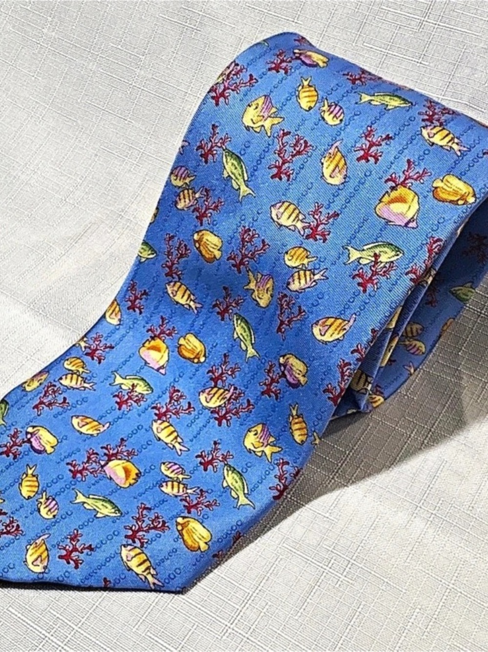Robert Talbott Silk Fish & Coral Pattern Tie Like New